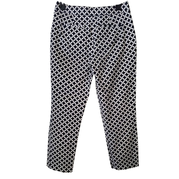 Dana Buchman Black and White Geometric Print Cropped Flat Front Pant Size 6 - Picture 9 of 9